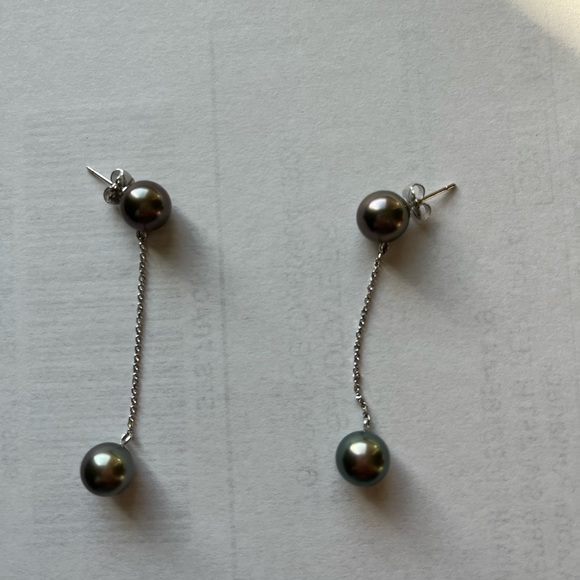 Tahitian Cultured pearls drop earrings - Picture 1 of 4